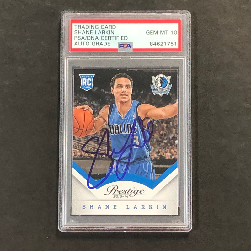 2013-14 Panini Prestige #178 Shane Larkin Signed Card AUTO GRADE 10 PSA Slabbed RC Mavericks