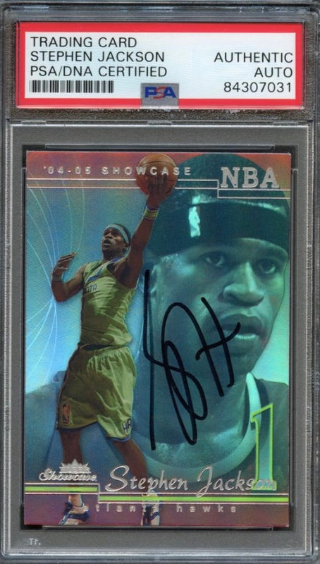 2004-05 Fleer Showcase #54 Stephen Jackson Signed Card AUTO PSA Slabbed