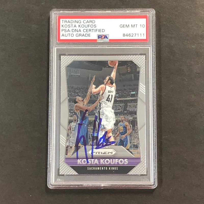 2015-16 Panini Prizm #97 Kosta Koufos signed Card Auto 10 PSA Slabbed Kings