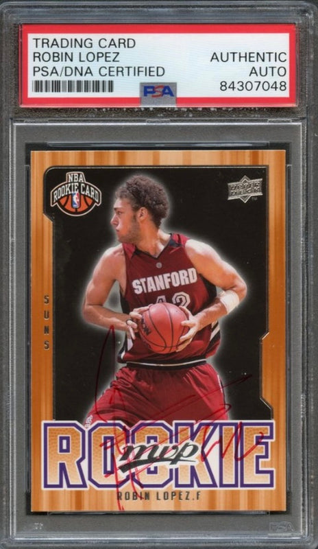 2008-09 Upper Deck MVP #215 Robin Lopez Signed Card AUTO PSA Slabbed