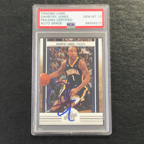 2009-10 Panini Season Update #97 Dahntay Jones Signed Card AUTO 10 PSA Slabbed Pacers