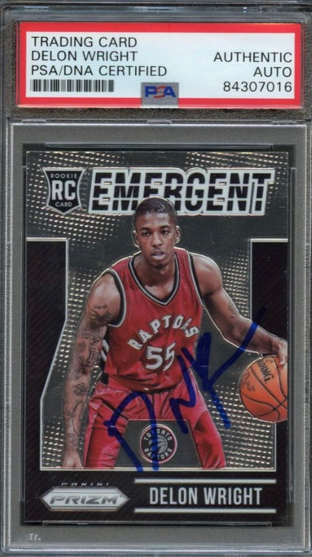 2015-16 Panini Prizm Emergent #11 Delon Wright Signed Card AUTO PSA Slabbed
