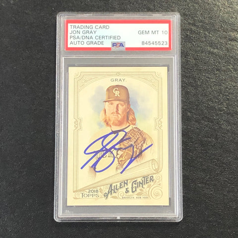 2018 Topps Allen & Ginter #178 Jon Gray Signed Card PSA Slabbed Auto 10 Rockies