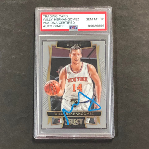2016-17 Panini Select #19 Willy Hernangomez Signed Card AUTO 10 PSA Slabbed RC Knicks