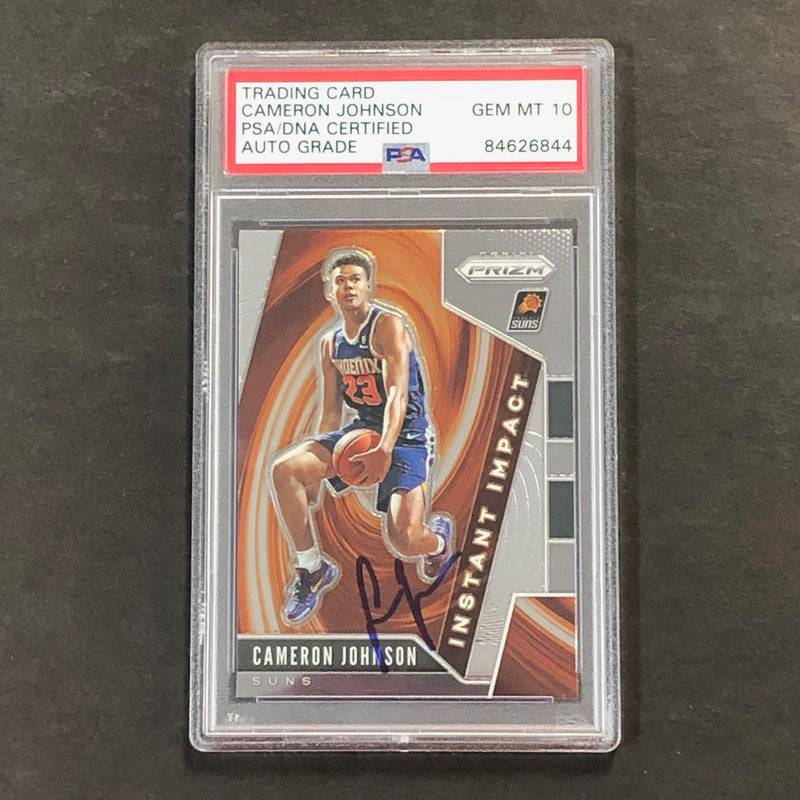 2019-20 Panini Prizm Instant Impact #10 Cameron Johnson Signed Card AUTO 10 PSA Slabbed RC Suns