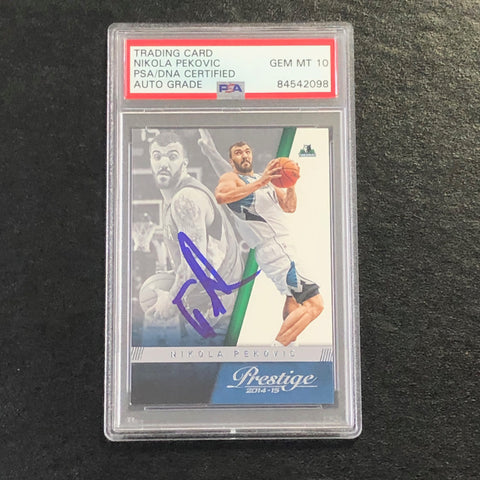 2014-15 Panini Prestige #49 Nikola Pekovic Signed Card AUTO 10 PSA Slabbed Timberwolves