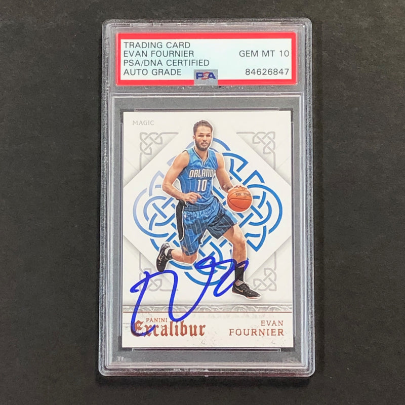 2015-16 Panini Excalibur #112 Evan Fournier Signed Card AUTO Gem Mint 10 PSA/DNA Encapsulated Magic