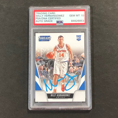 2016-17 Panini Threads #153 Willy Hernangomez Signed Card AUTO 10 PSA Slabbed RC Knicks