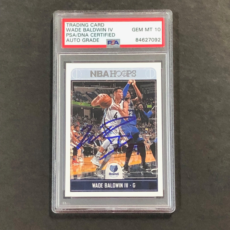 2017-18 NBA Hoops #54 Wade Baldwin IV Signed Card AUTO GRADE 10 PSA Slabbed Grizzlies