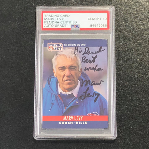 1990 Pro Set #48 Marv Levy Signed Card PSA Auto 10 Slabbed Bills