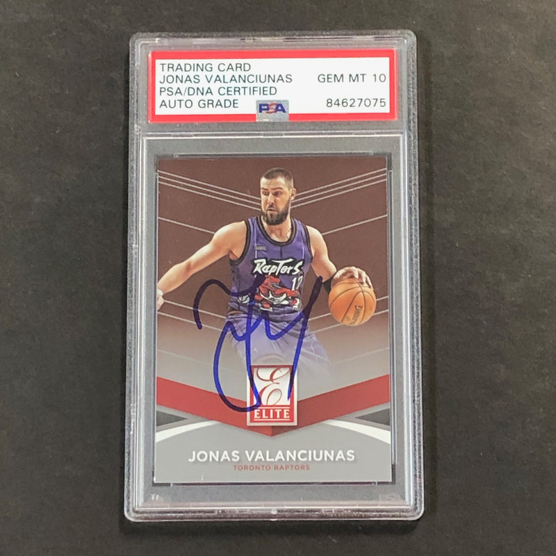 2014-15 Panini Elite #68 Jonas Valanciunas Signed Card AUTO 10 PSA Slabbed Toronto Raptors