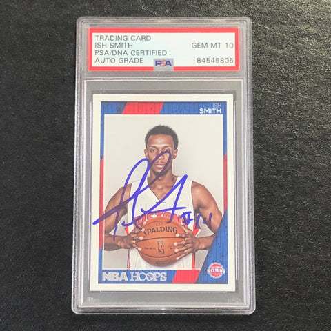 2016-17 NBA Hoops #5 Ish Smith Signed Card AUTO 10 PSA Slabbed Pistons