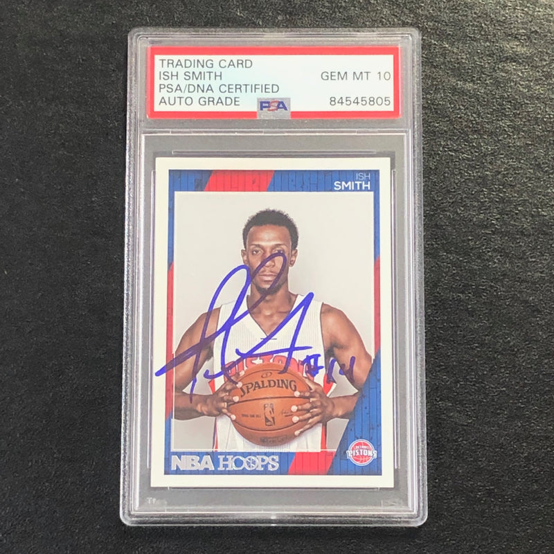 2016-17 NBA Hoops #5 Ish Smith Signed Card AUTO 10 PSA Slabbed Pistons