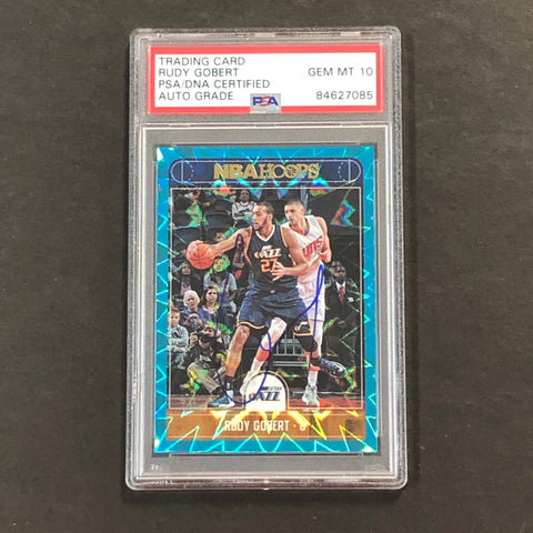 2017-18 NBA Hoops Blue #82 Rudy Gobert Signed Card AUTO 10 PSA Slabbed Jazz