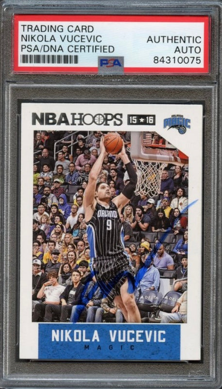 2015-16 NBA Hoops #116 Nikola Vucevic Signed Card AUTO PSA Slabbed Magic