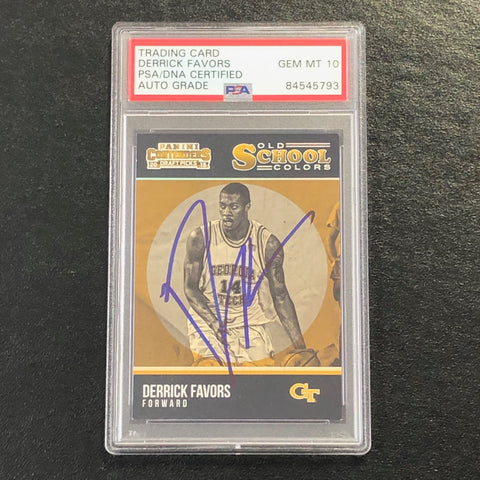 2015-16 Contenders Draft Picks #45 Derrick Favors Signed Card AUTO 10 PSA Slabbed Georgia Tech