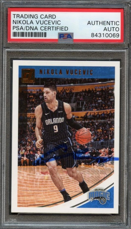 2018-19 Panini Donruss #49 Nikola Vucevic Signed Card AUTO PSA Slabbed