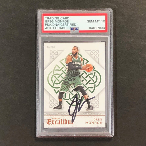 2015-16 Panini Excalibur #73 Greg Monroe Signed Card AUTO GRADE 10 PSA Slabbed Bucks