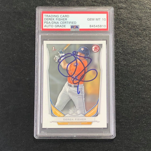 2014 Bowman Draft #DP35 Derek Fisher Signed Card PSA Slabbed Auto 10 Astros