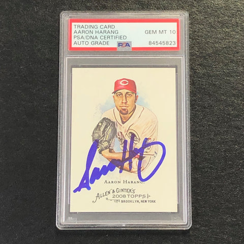 2008 Topps Allen and Ginter #215 Aaron Harang Signed Card PSA Slabbed Auto 10 Reds