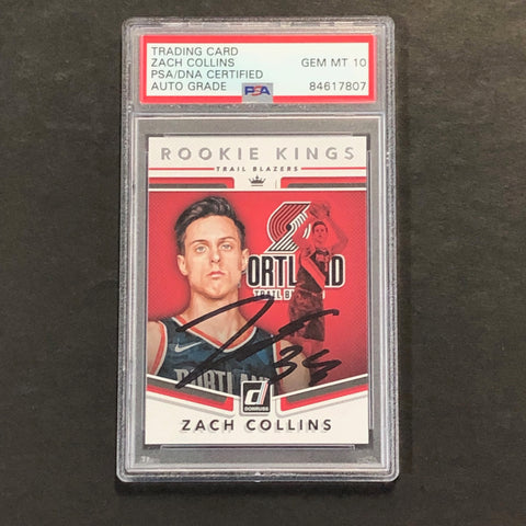 2017-18 Panini Donruss Rookie Kings #10 ZACH COLLINS Signed Card AUTO 10 PSA Slabbed RC Blazers