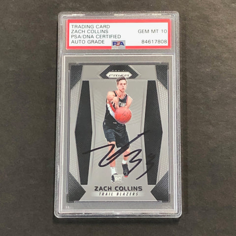 2017-18 Panini Prizm #144 ZACH COLLINS Signed Card AUTO 10 PSA Slabbed RC Blazers