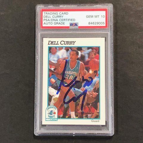 1991-92 NBA Hoops #20 Dell Curry Signed Card AUTO GRADE 10 PSA/DNA Slabbed Hornets