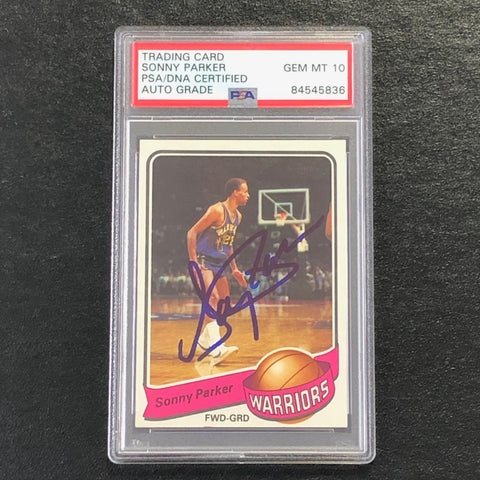 1979-80 Topps Basketball #36 Sonny Parker Signed Card AUTO 10 PSA Slabbed Warriors