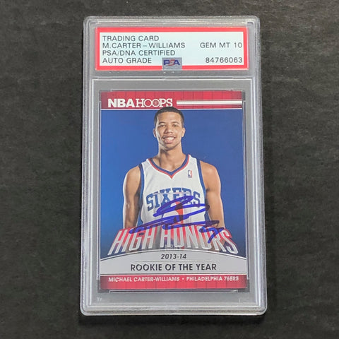 2014-15 Panini NBA Hoops #14 Michael Carter-Williams Signed Card Auto 10 PSA