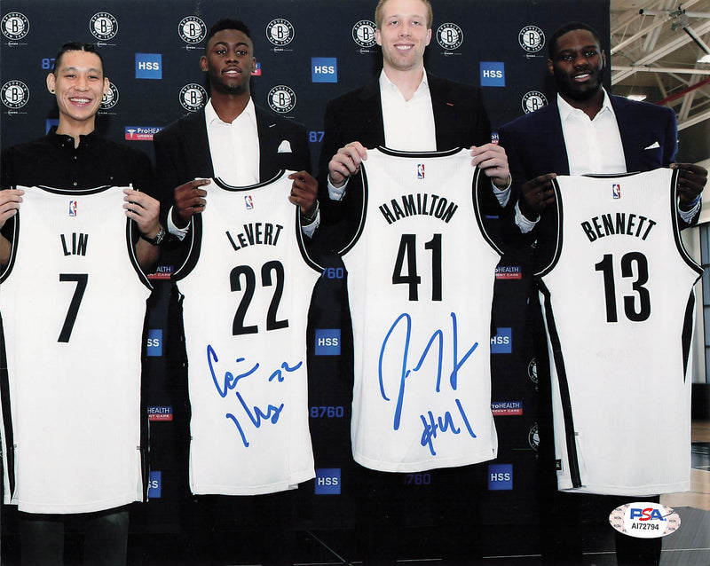 JUSTIN HAMILTON CARIS LEVERT signed 8x10 photo PSA/DNA Brooklyn Nets Autographed