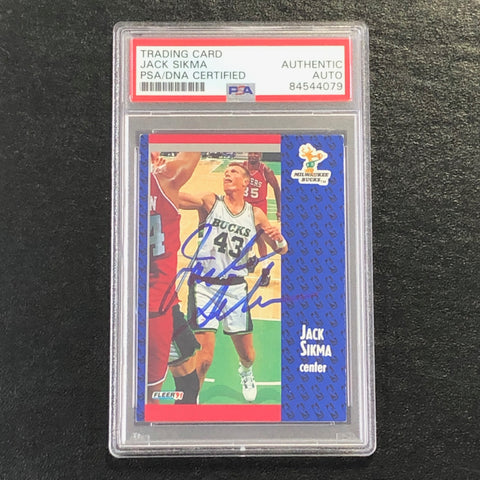 1991-92 Fleer Basketball #120 Jack Sikma Signed Card AUTO PSA/DNA Slabbed Bucks