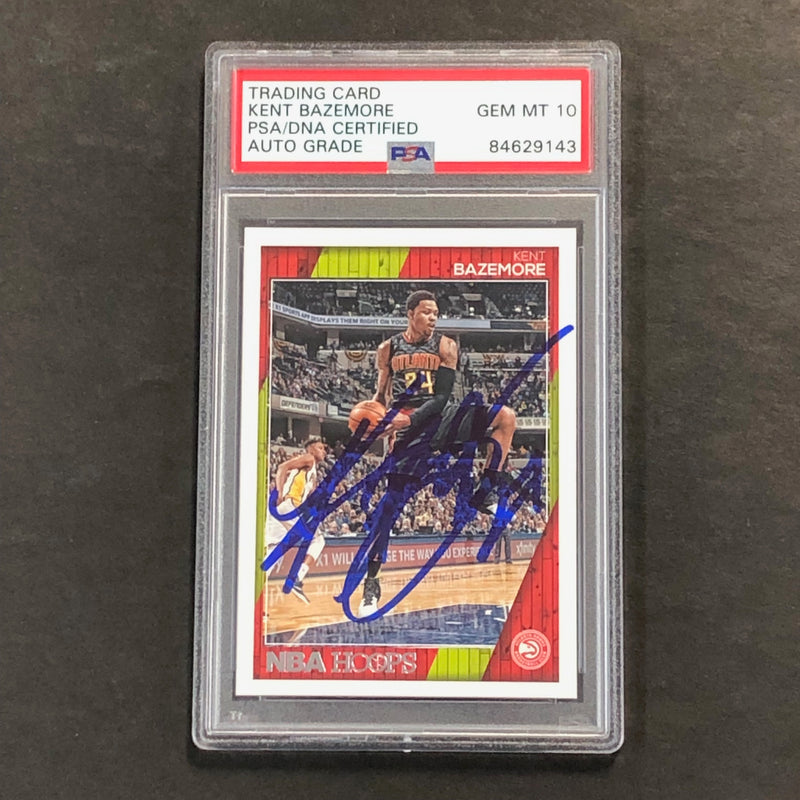 2016-17 NBA Hoops #42 Kent Bazemore Signed Card AUTO 10 PSA Slabbed Hawks