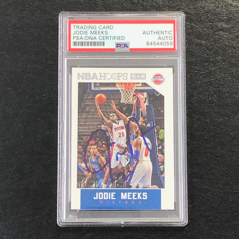 2015-16 NBA Hoops #153 Jodie Meeks Signed Card AUTO 10 PSA Slabbed Pistons