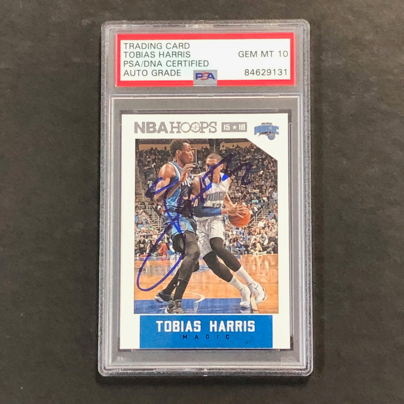 2015-16 NBA Hoops #90 Tobias Harris Signed Card AUTO 10 PSA Slabbed Magic
