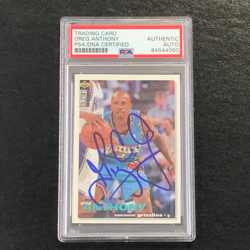 1995 Upper Deck Collector's Choice #296 Greg Anthony Signed Card AUTO PSA/DNA Slabbed Grizzlies