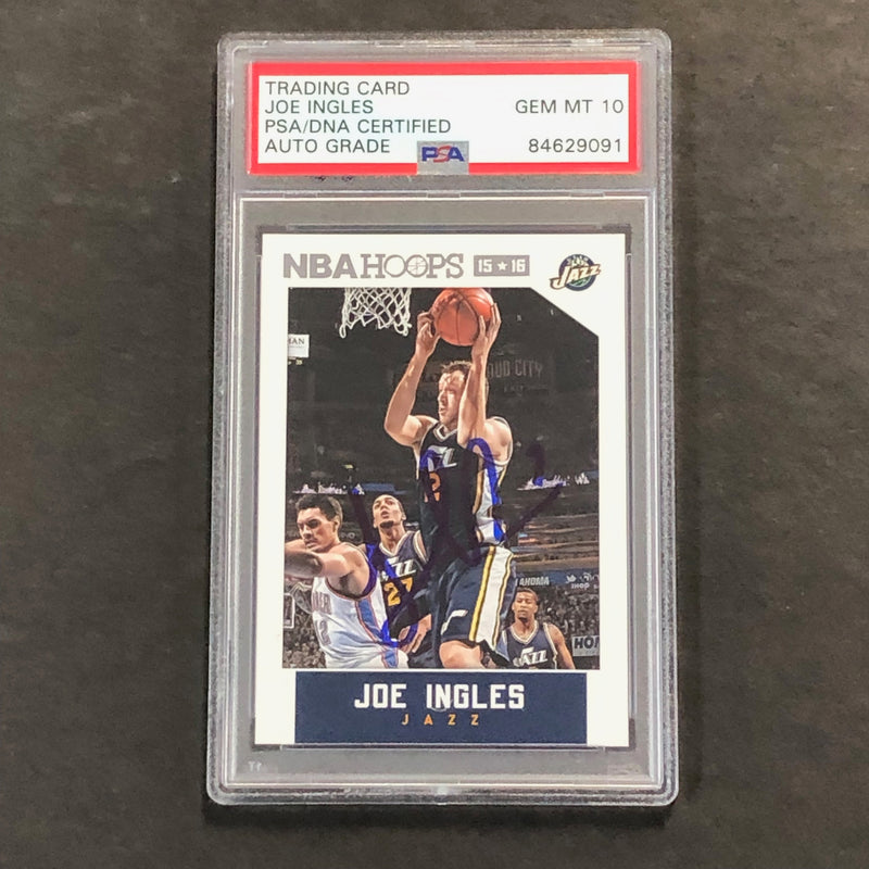 2015-16 NBA Hoops #163 Joe Ingles Signed Card AUTO 10 PSA Slabbed Jazz