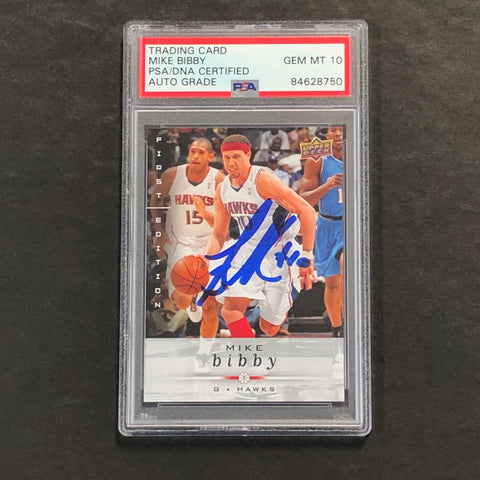 2008-09 Upper Deck First Edition #1 Mike Bibby Signed Card AUTO 10 PSA Slabbed Hawks