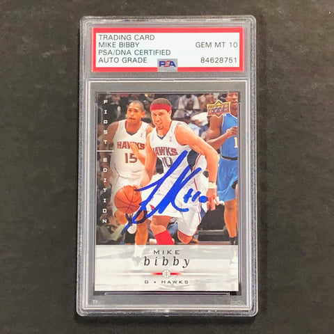 2008-09 Upper Deck First Edition #1 Mike Bibby Signed Card AUTO 10 PSA Slabbed Hawks