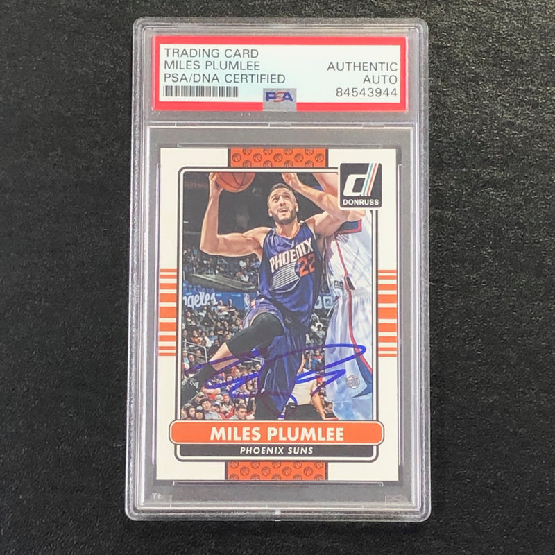 2014-15 Panini Donruss #124 Miles Plumlee Signed Card AUTO PSA Slabbed Suns