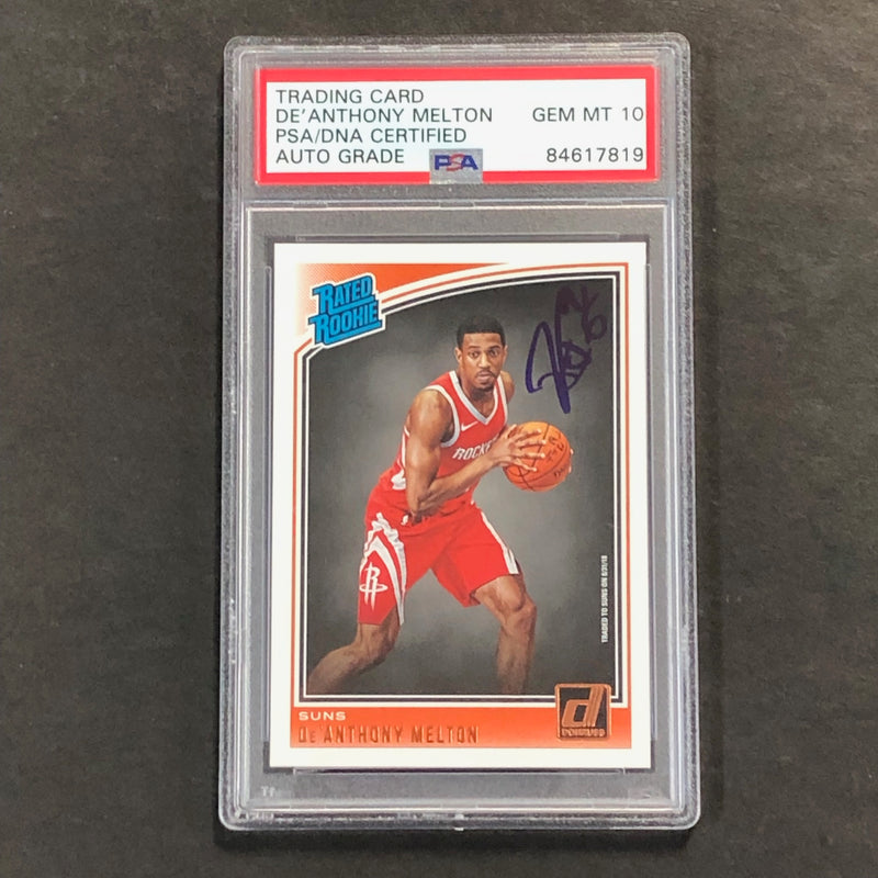 2018-19 Donruss Rated Rookie #181 De'Anthony Melton Signed Card AUTO GRADE 10 PSA Slabbed RC Rockets