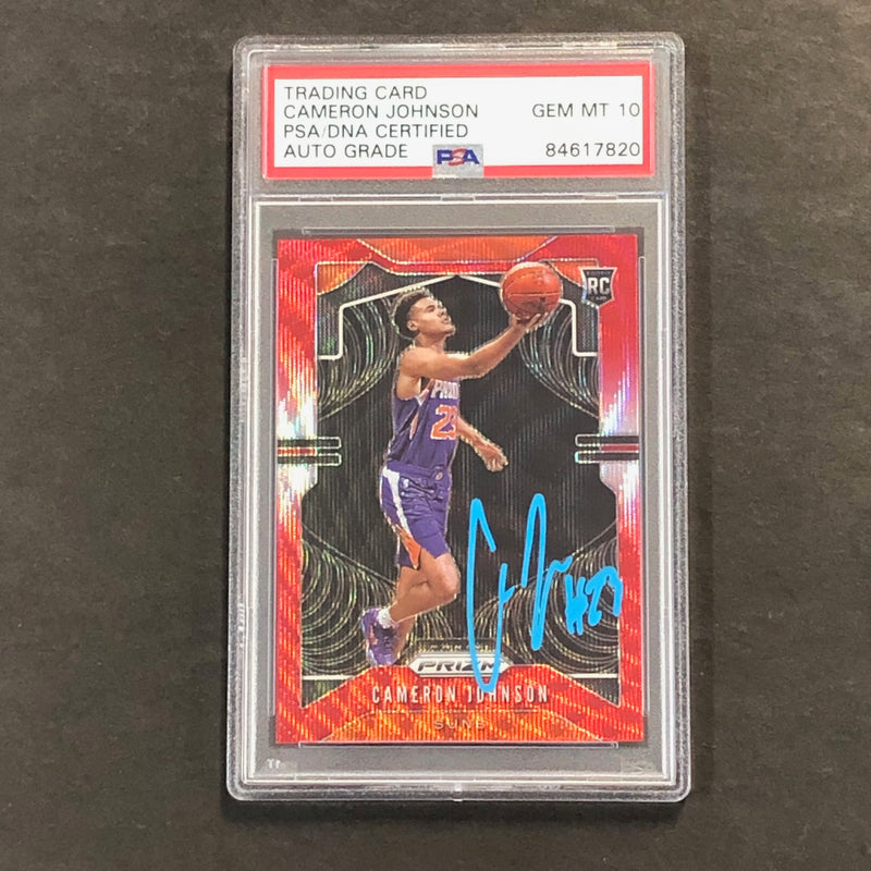 2019-20 Panini Prizm Red Wave #257 Cameron Johnson Signed Card PSA Slabbed AUTO 10 RC Suns