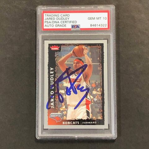 2008-09 Fleer Basketball #80 Jared Dudley Signed Card AUTO GRADE 10 PSA Slabbed Bobcats