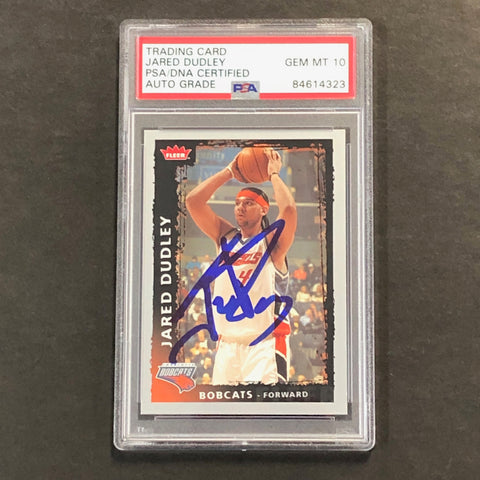 2008-09 Fleer Basketball #80 Jared Dudley Signed Card AUTO GRADE 10 PSA Slabbed Bobcats