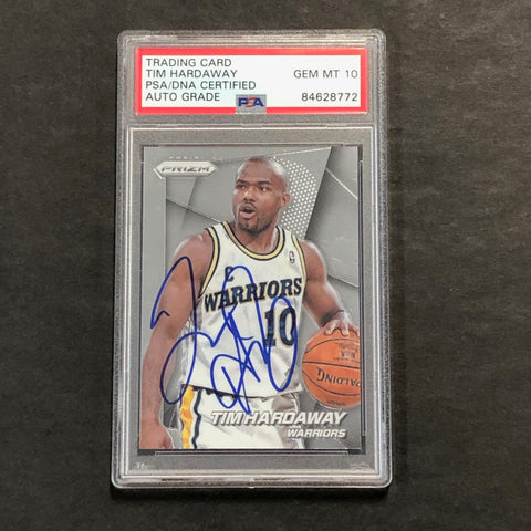 2014-15 Panini Prizm #161 Tim Hardaway Signed Card AUTO GRADE 10 PSA Slabbed Warriors
