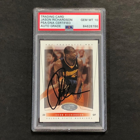 2004-05 Fleer Hot Prospects #35 Jason Richardson Signed Card AUTO GRADE 10 PSA Slabbed Warriors