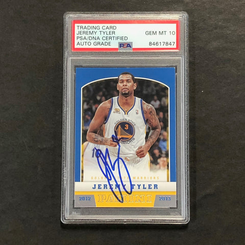 2012-13 Panini #205 Jeremy Tyler Signed Card AUTO GRADE 10 PSA Slabbed Warriors