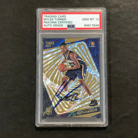 2015-16 Panini Revolution #104 Myles Turner Signed Card AUTO GRADE 10 PSA Slabbed RC Pacers