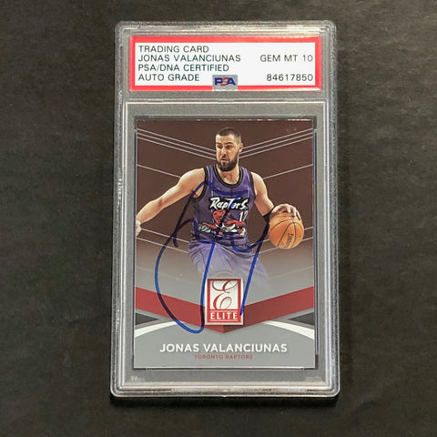 2014-15 Panini Elite #68 Jonas Valanciunas Signed Card AUTO 10 PSA Slabbed Toronto Raptors