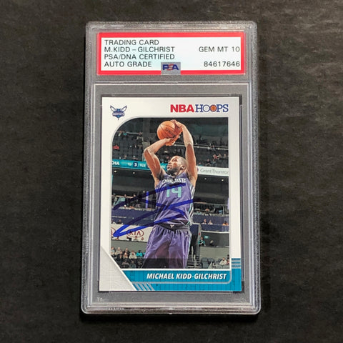 2019-20 NBA Hoops #21 Michael Kidd-Gilchrist Signed Card AUTO 10 PSA Slabbed Hornets
