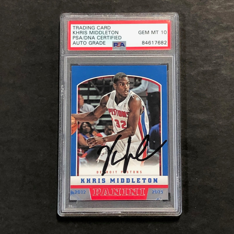 2012-13 Panini Basketball #276 Khris Middleton Signed Card AUTO 10 PSA Slabbed Pistons